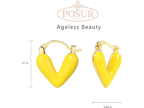 POSUR Enamel Heart Gold Hoop Earring