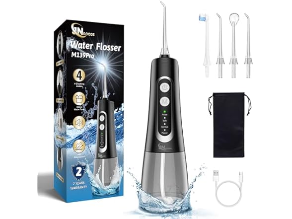 JNGOODS Cordless Water Dental Flosser