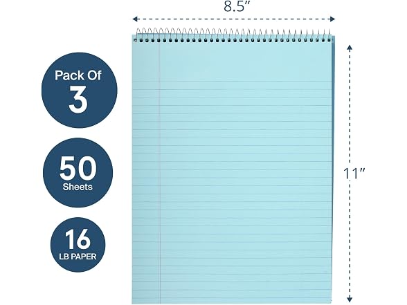 Roaring Spring Spiral Legal Pads 3-Pack Blue