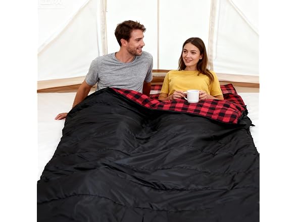 Red/Black Flannel Queen Size Sleeping Bag