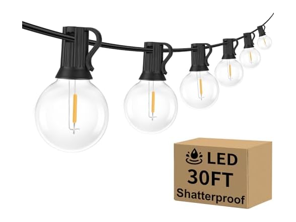Outdoor G40 LED Globe String Lights 30Ft Dimmable