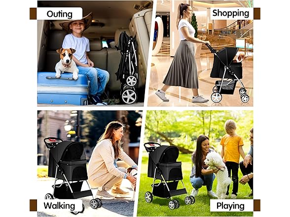 Black Pet Strolling Cart