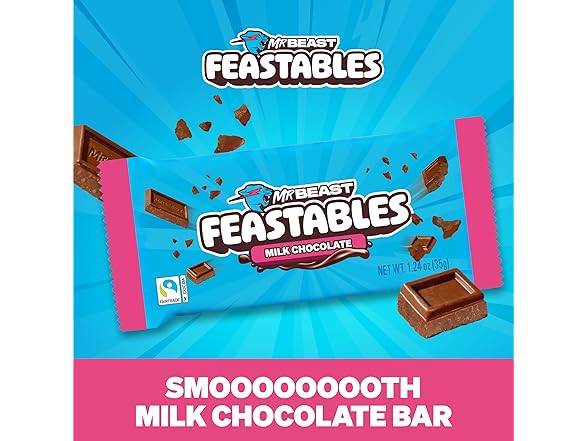 MrBeast Feastables Milk Choc Bar 1.24oz 24ct