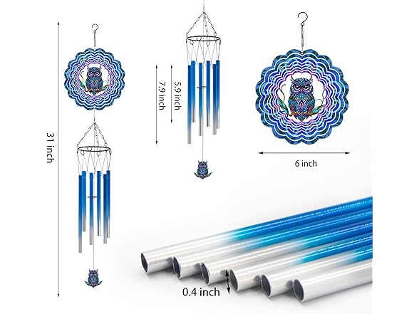 Wind Chimes with Owl Wind Spinner