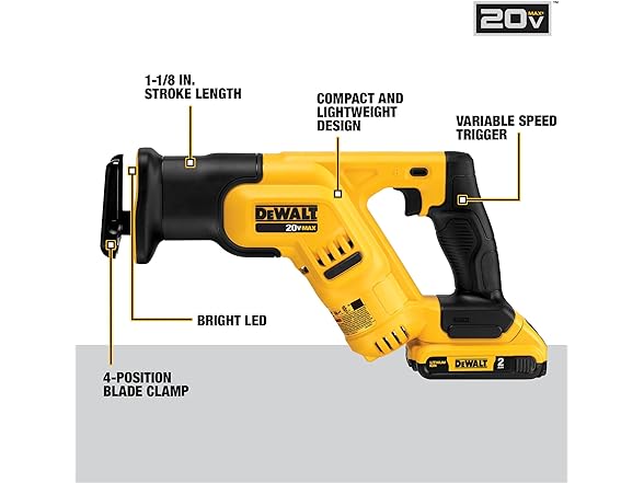 DEWALT DCS387D1 20V MAX* Cordless Reciprocating Saw Kit
