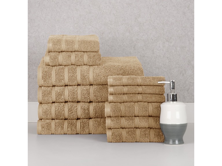 Bibb Home 42412PK Bibb Home 12 Piece Zero Twist Towel Set Linen