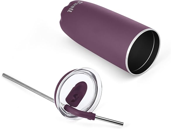 S'well Stainless Steel Tumbler with Straw  24oz, Plum