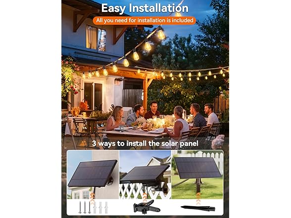 Brightever 100FT Solar String Lights Outdoor Waterproof with Remote