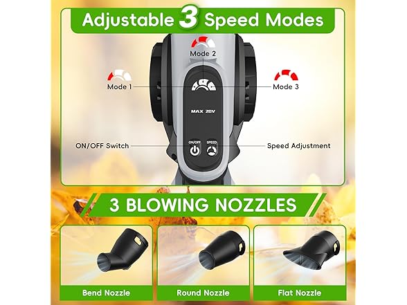 PATODOR Cordless Leaf Blower Grey