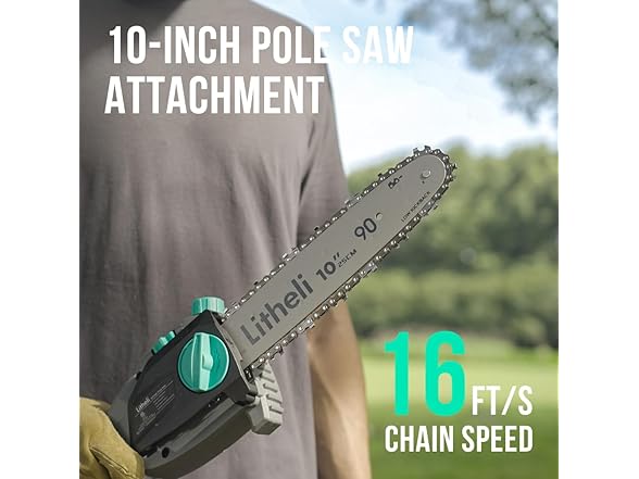 Litheli Cordless Pole Saw,10-Inch 40V Pole Saws for Tree Tri (Open Box)