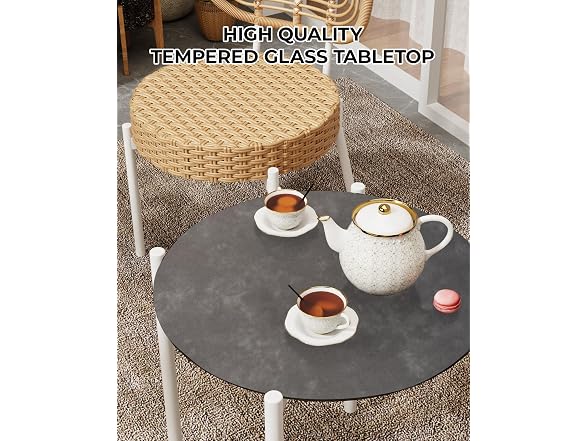 GarveeLife 3 Piece Wicker Patio Bistro Furniture Set