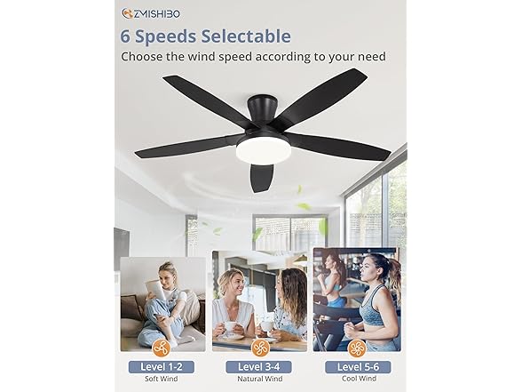 ZMISHIBO 52 Inch Ceiling Fans with Lights