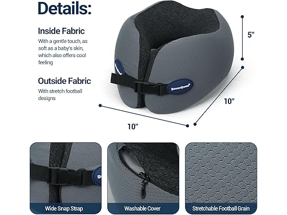 Memory Foam Travel Neck Pillow Grey