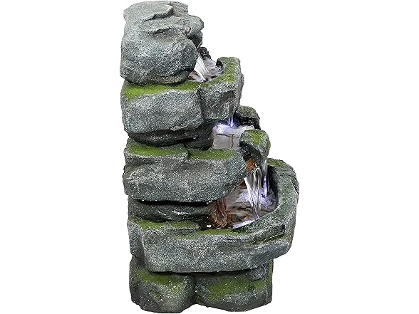 Sunnydaze 23-Inch Stone Waterfall Outdoor Tiered Fountain