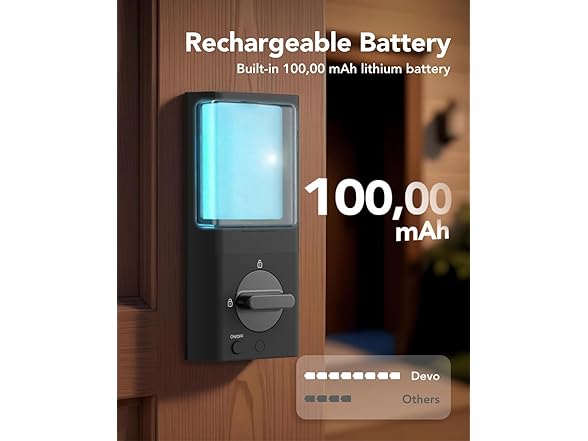DEVO G1 Video Smart Lock with Camera & Doorbell, 6-in-1 Keyless Entry Door Lock for Front Door with Fingerprint, Auto Locks, App Remote, Wi-Fi Smart Deadbolt Black (Open Box)