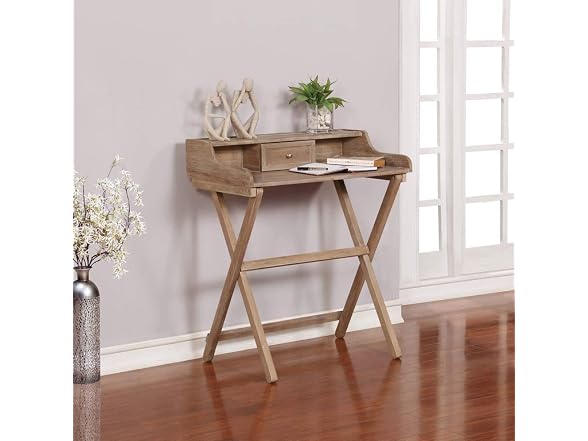 Linon Coy Gray Wash Folding Desk - Color:Gray Wash