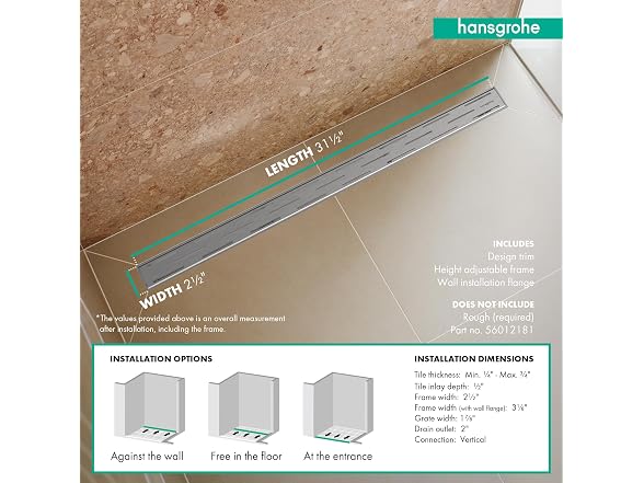 hansgrohe RainDrain Match Linear Shower 2"