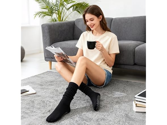 Holaraon Slouch Socks for Women w/Grip