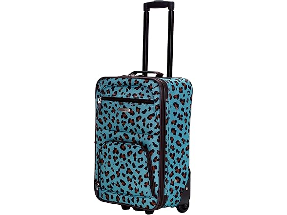 Rockland 4Pc Softside Blue Leopard Luggage Set