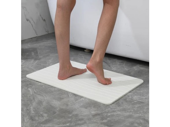 Off White Wave Stone Bath Mat, 24"x15"