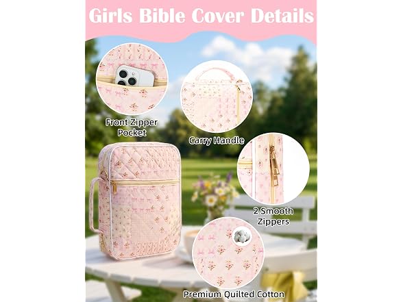 Bafei Quilted Bible Cover Case w/StudySupplies