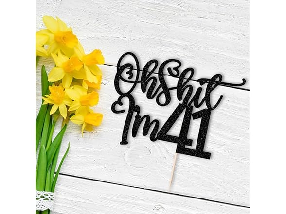 Black flash Oh Sh*t I'm 41 Cake Topper