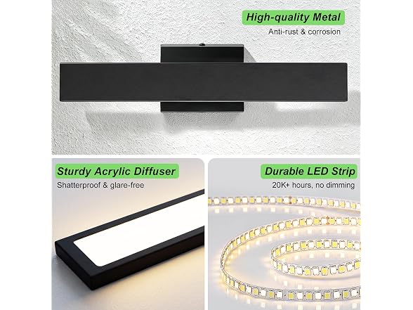 2-Pack 15.7" Outdoor Wall Lights, Modern Black Exterior Sconces