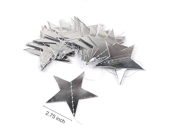 Silver Star Garland Banner Decorations
