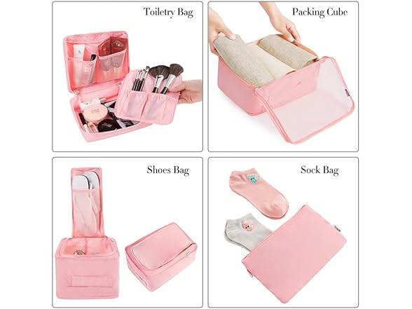 8 Pc Packing Cubes Luggage Organizers