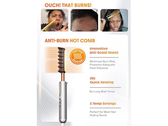 Hot Comb Straightener Brush
