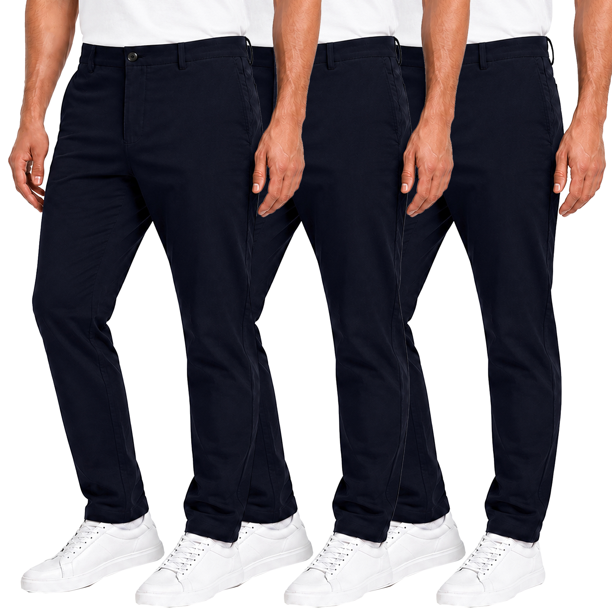 3Pk Mens Super Stretch Chino Pants - Gallery 34