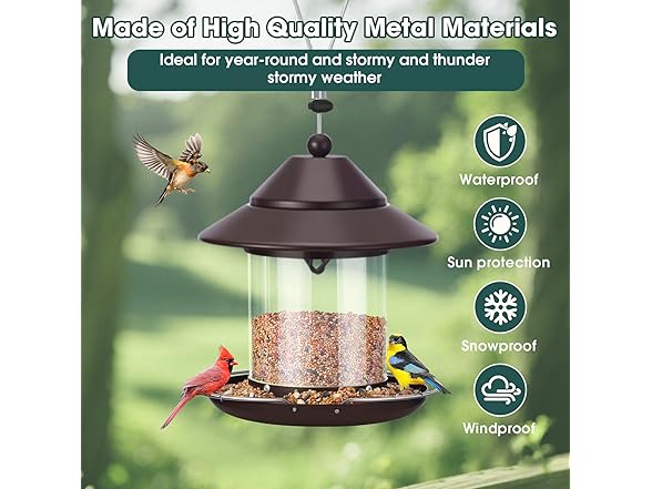 MAXDORIA Hanging Metal Roof Bird Feeder
