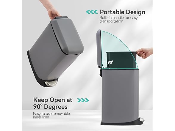 dainslef Bathroom Trash Can with Lid Gray.