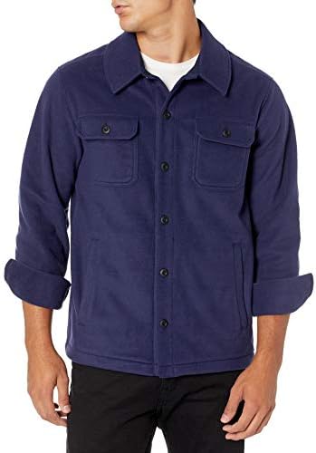 Amazon Essentials Men's Long-Sleeve Polar Fleece Shirt Jacket for Winter, Navy, X-Large