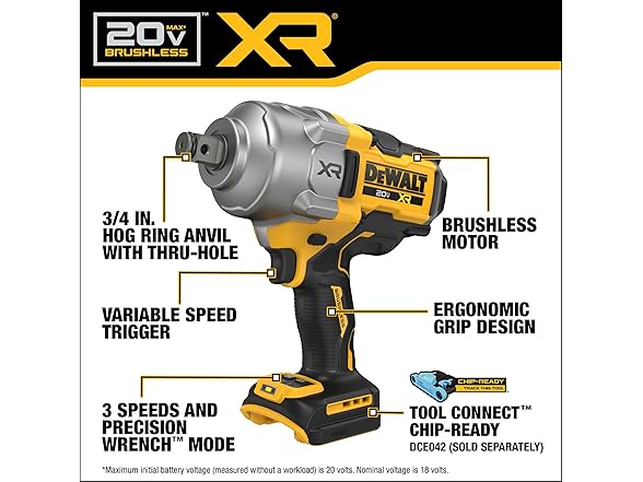 DEWALT DCF964B 20V MAX XR 3/4 Inch Cordless Impact Wrench