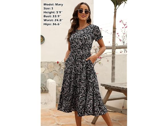 Navins Women (L) Modest Midi Pockets Dress