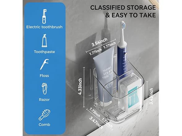VNYIFAN 3 Slots Detachable Toothbrush Holders Wall
