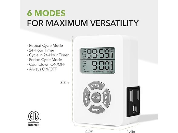 BN-LINK Digital Outlet Timer with Interval Repeat Cycle Indoor