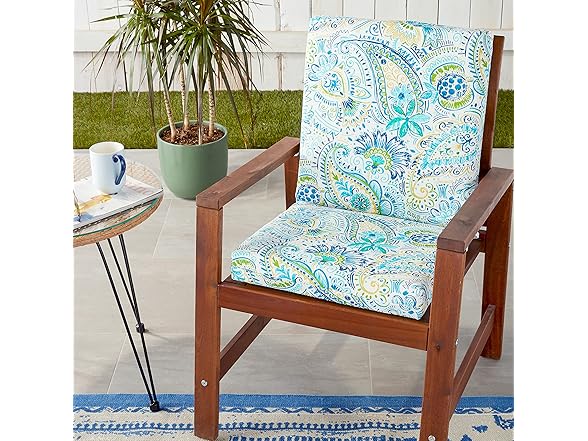 Pillow Perfect Paisley Solid Back 1pc Chair Cushion