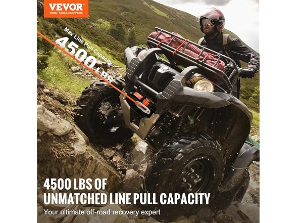 Electric Winch, 12V 4500 lb Load Capacity Nylon