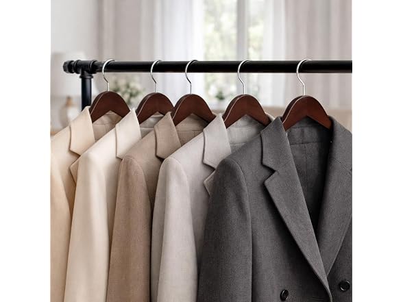 CROS Walnut Wood Hangers Set of 20 