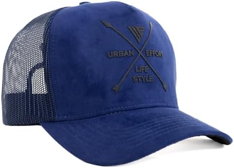 Urban Effort Mesh Back Cap - For men and Women Baseball Hat 5-Panel Trucker Hat - Great Snapback Closure for Hunting & Hiking, Blue