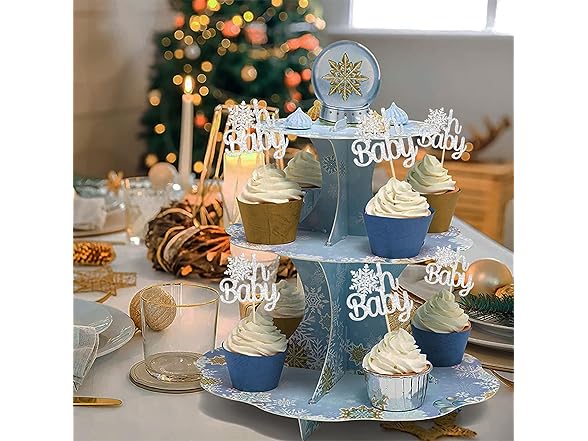 Gyufise Snowflake Oh Baby Cupcake Topper