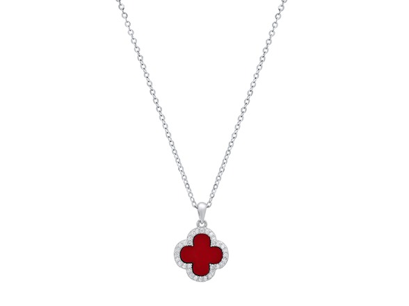 Red Clover, Moissanite Diamond Necklace