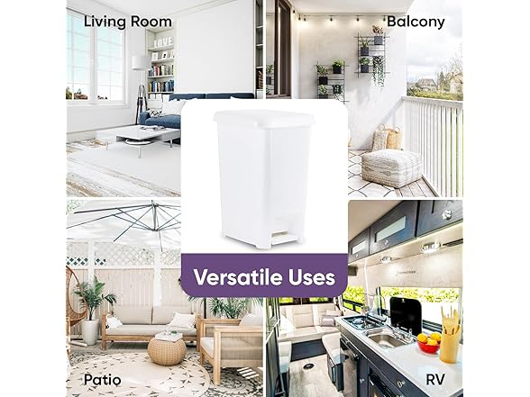 Superio Slim Step On Pedal Plastic Trash Can