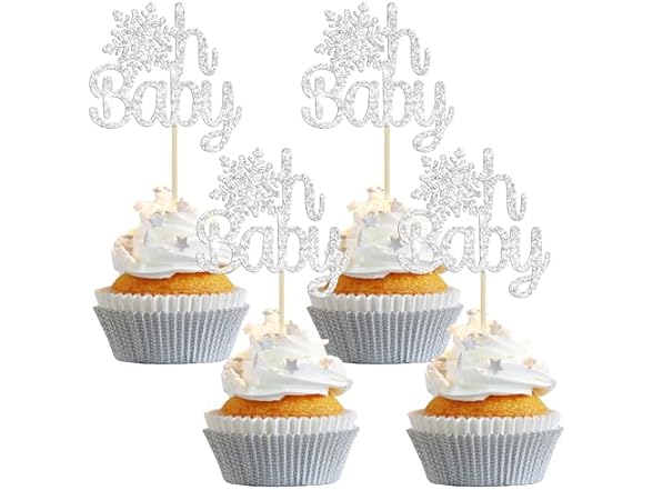 Gyufise Snowflake Oh Baby Cupcake Topper