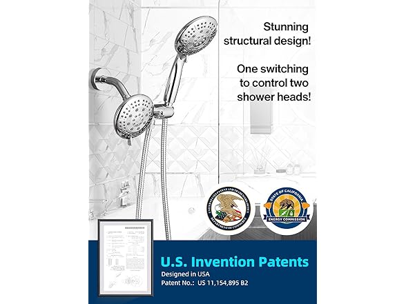 Cobbe 48-Setting High Pressure 3-Way Shower Head Combo