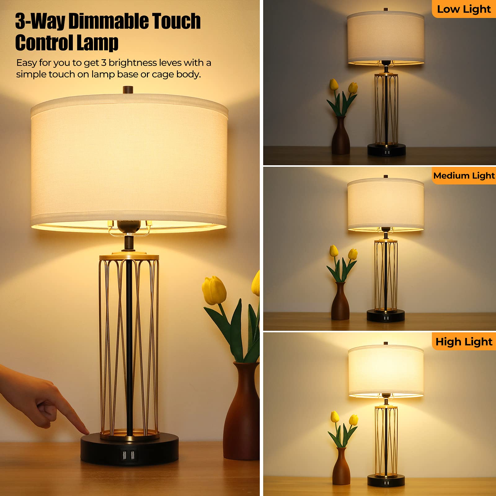 Set of 2 Touch Control Table Lamps (Open Box) - Gallery 10