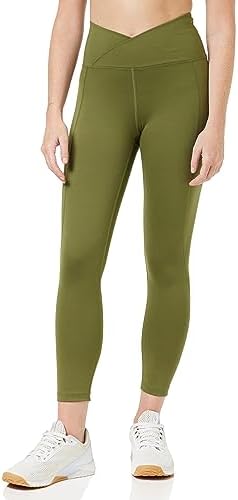 Amazon Essentials Women's Active Sculpt Cross High Waist Bootcut Leggings, Dark Olive, Medium (Previously Core 10)