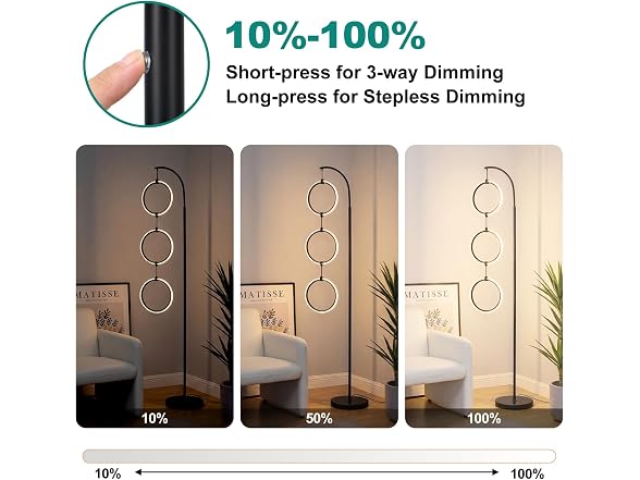 Bairth Black 3-Light LED Floor Lamp
